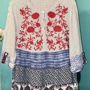 John Mark NWT Scottsdale embroidered boho top blouse